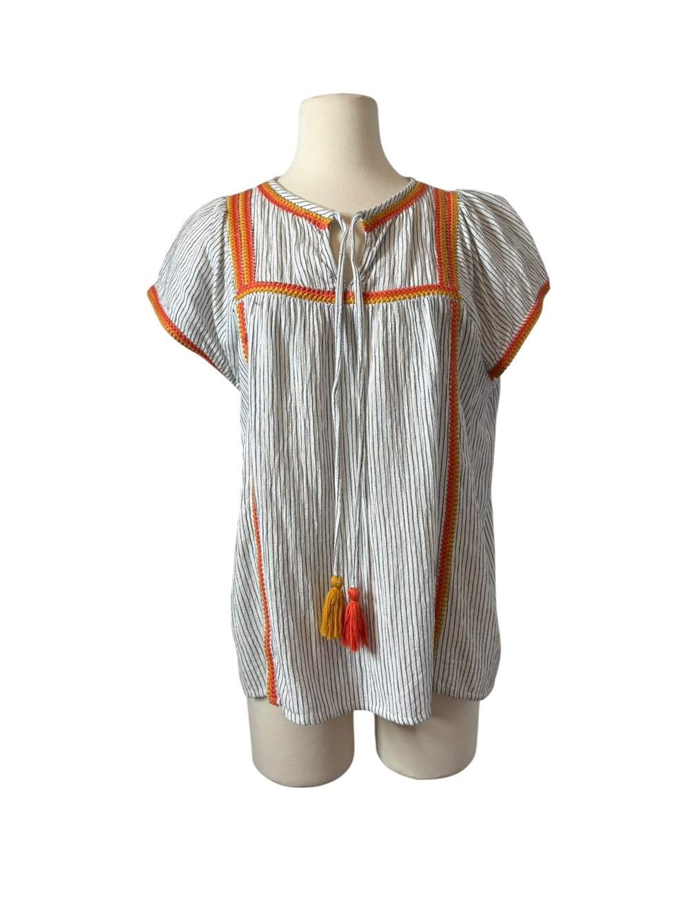 THML Black-and-White Striped Lightweight Top